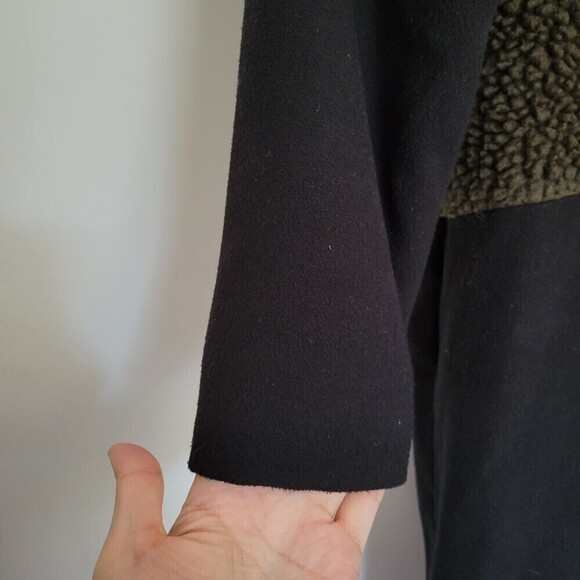 LAVEER Faux Shearling Black Green Colorblock Long Oversized Winter Coat Size 4 - Picture 5 of 13